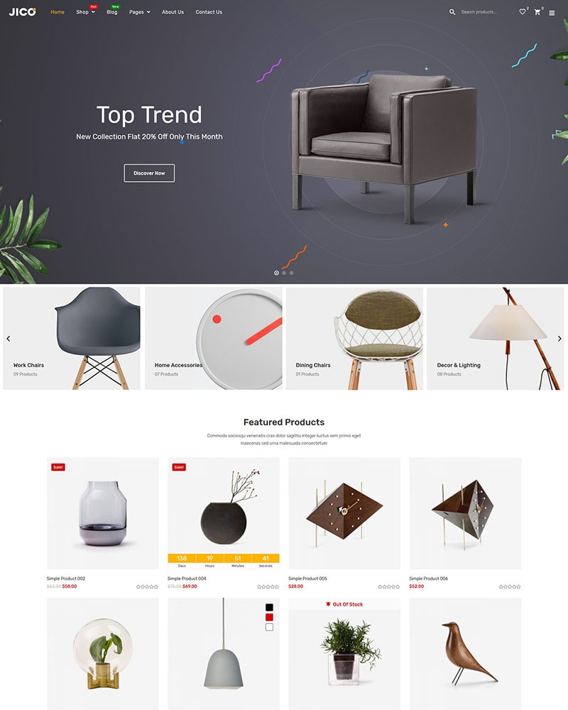Jico - Website Template for Interior, Furniture Store