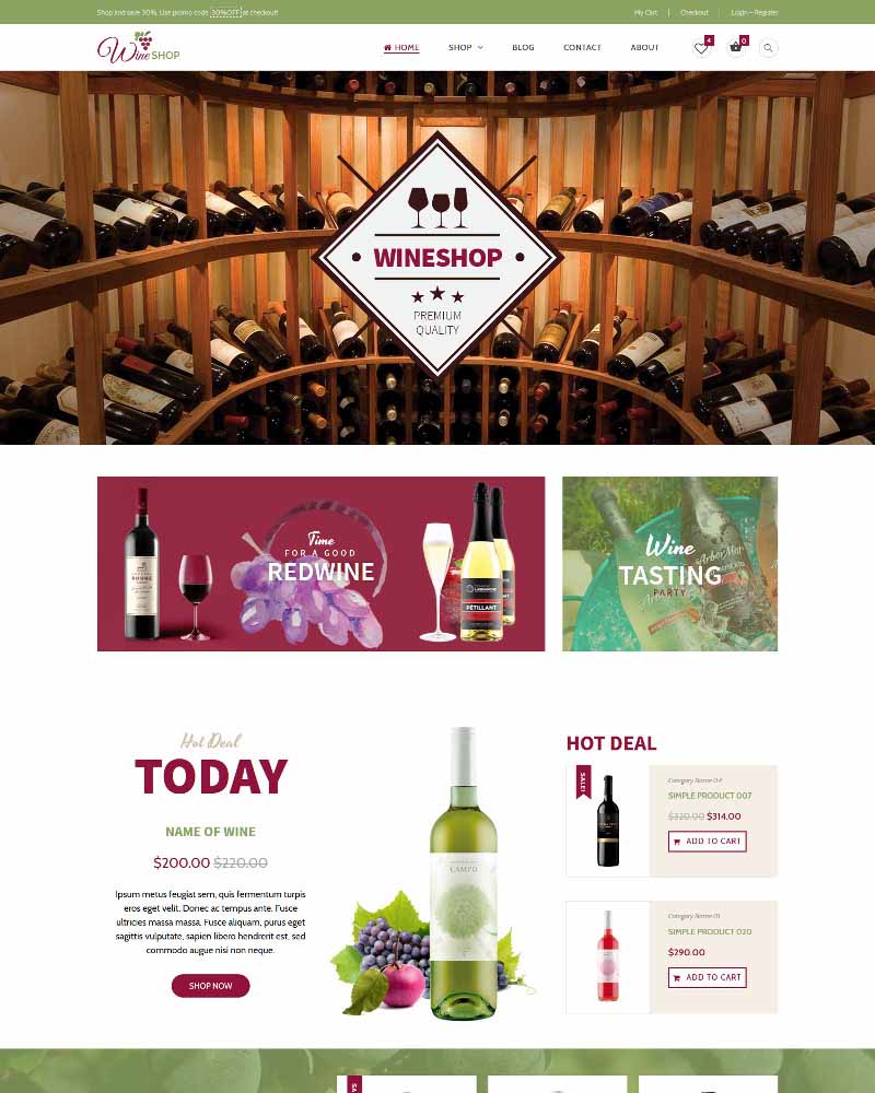 Wine Shop - Website Template for Wine, Winery and Vineyard