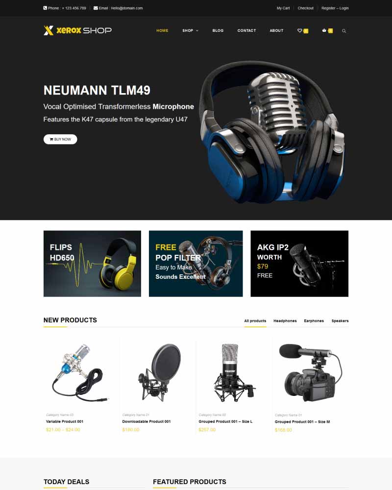 Xerox Shop - Website Template for Audio Equipment Shop