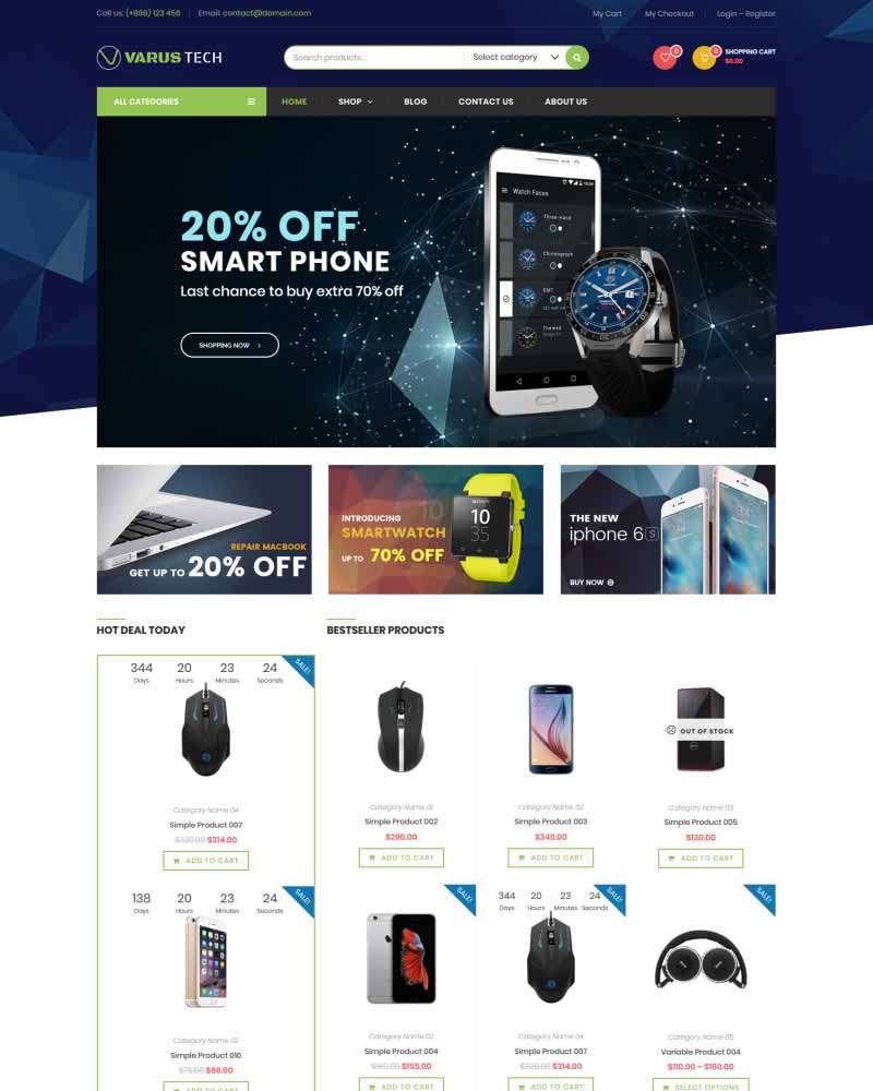 Varus Tech - Website Template for Digital, Electronics Store