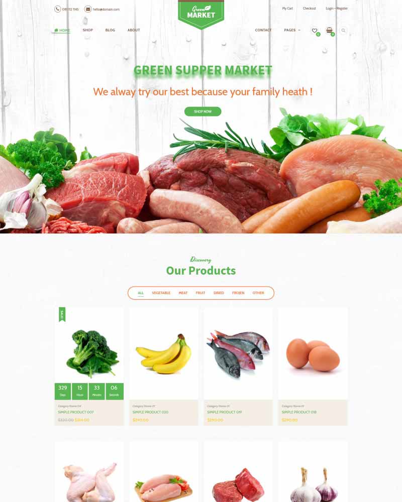 Green Market - Website Template for Organic Food Restaurant