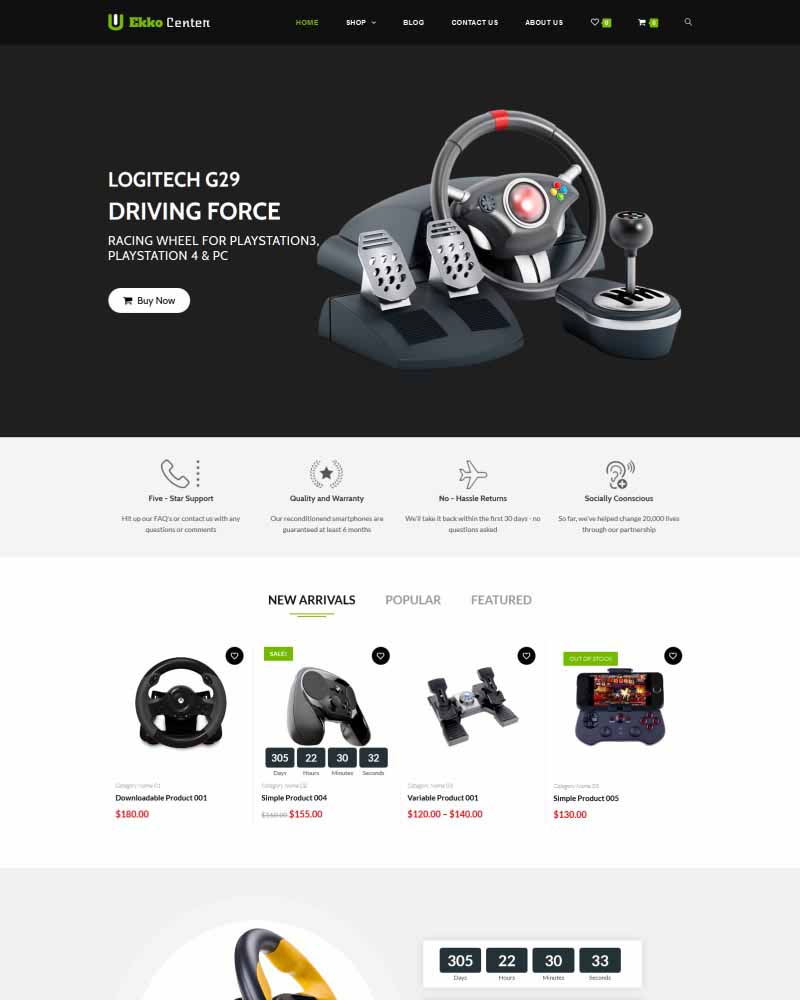 Ekko Center - Website Template for Toys & Game Accessories