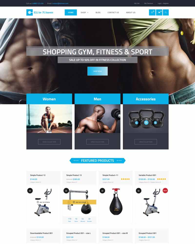 Elite Fitness - Website Template for Fitness Equipment