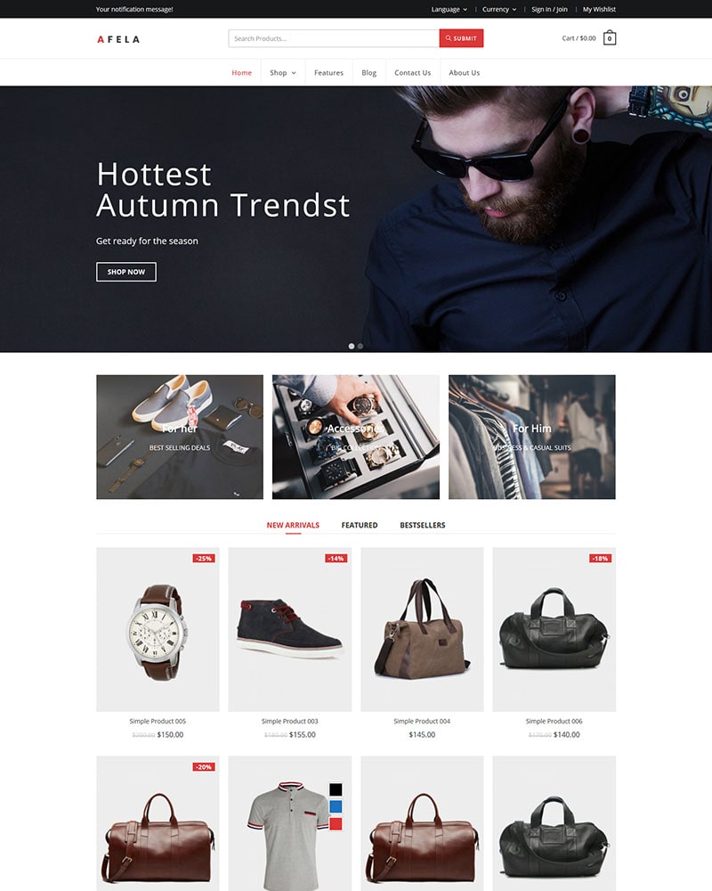 Afela - Website Template for Clothing, Fashion Shop
