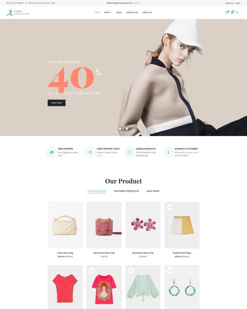 Fsable - Website Template for Fashion, Clothing Shop