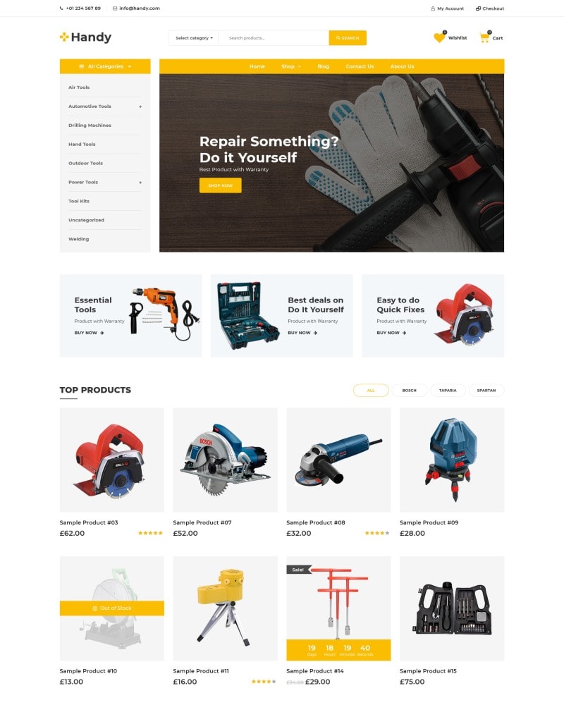 Handy - Website Template for Tools, Equipment Store