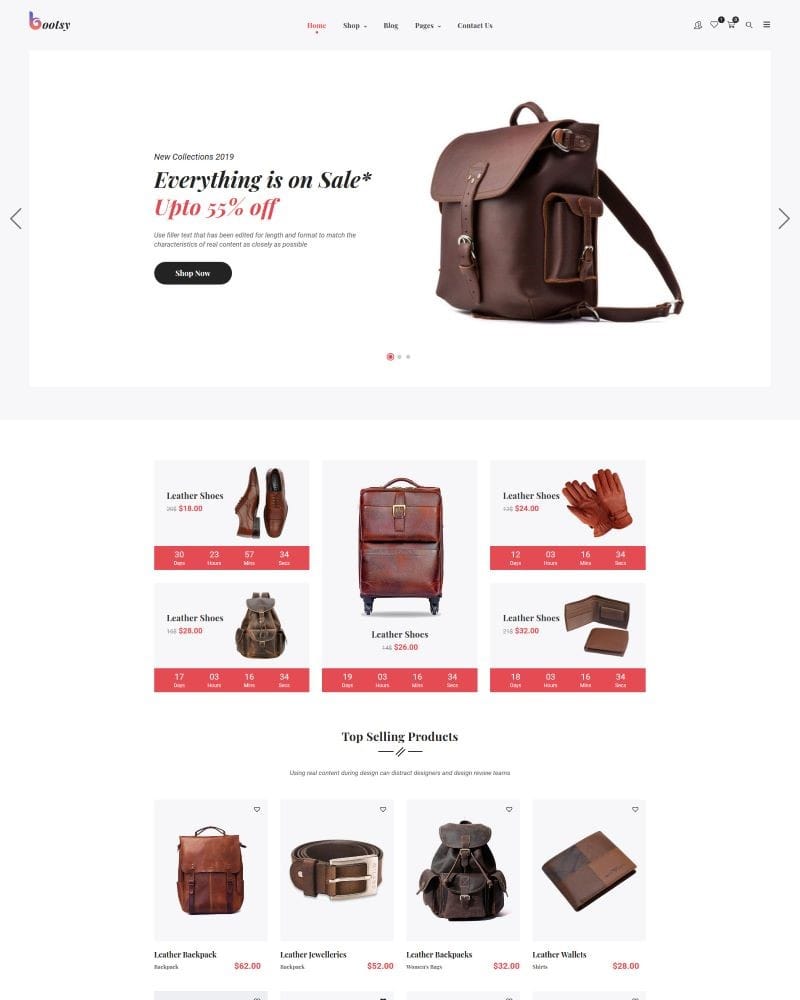 Bootsy - Website Template for Leather Goods Shop