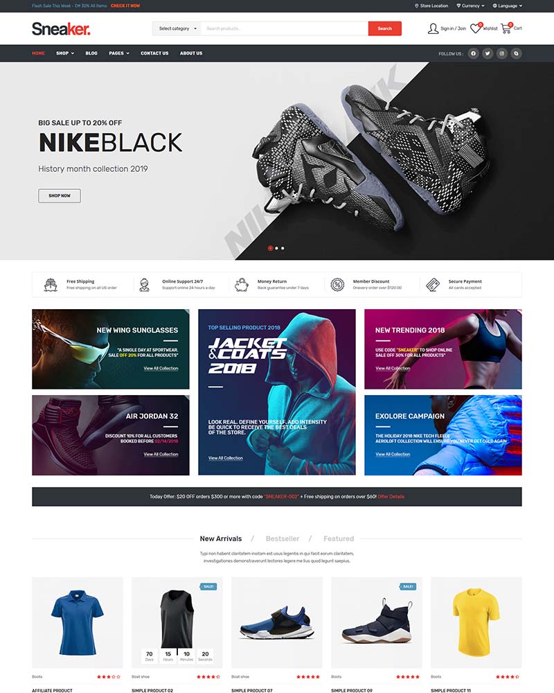 Sneaker - Website Template for Shoes, Sneaker Stores