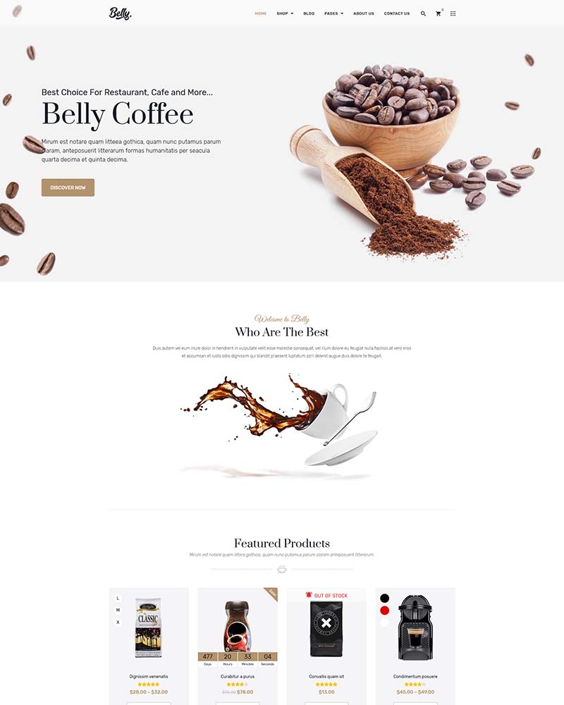 Belly - Website Template for Coffee, Drinks Store