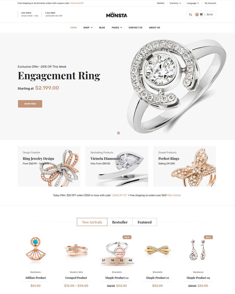 Monsta - Website Template for Jewellery, Watches Stores
