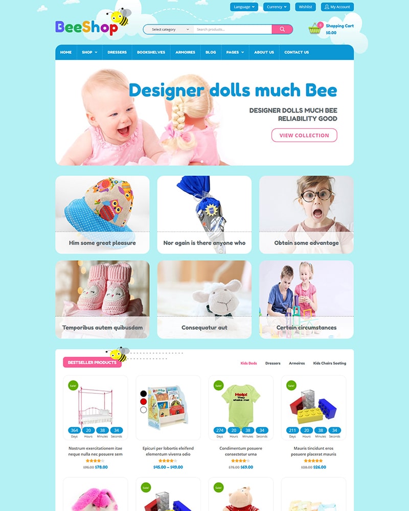 BeeShop - Website Template for Kids, Children Toys Store