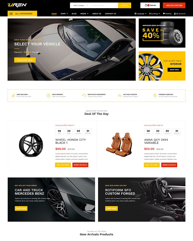 Uren - Website Template for Car Accessories Shop