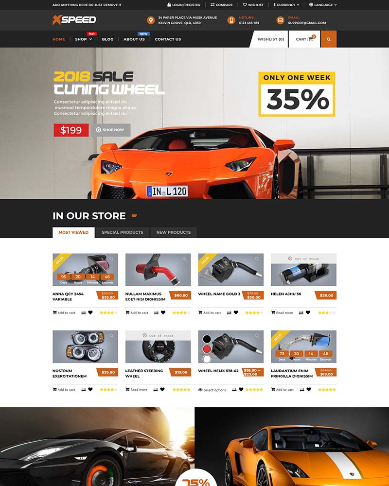 Xspeed - Website Template for Auto Parts, Car Accessories