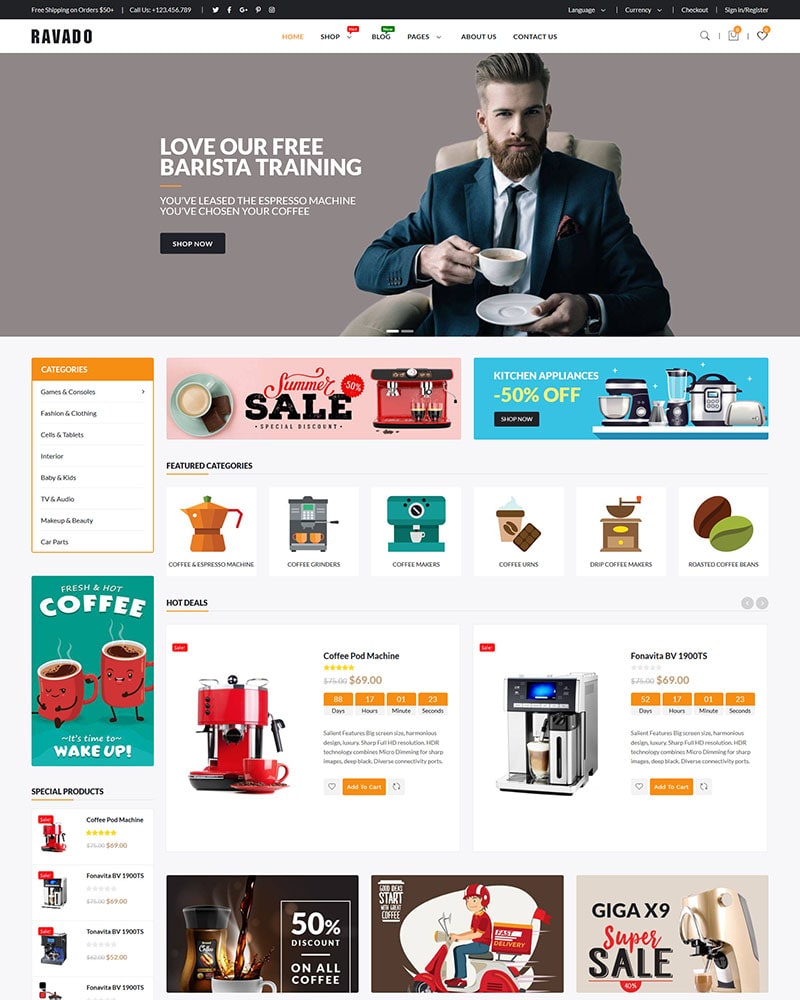 Ravado - Website Template for Coffee, Drinks Shop