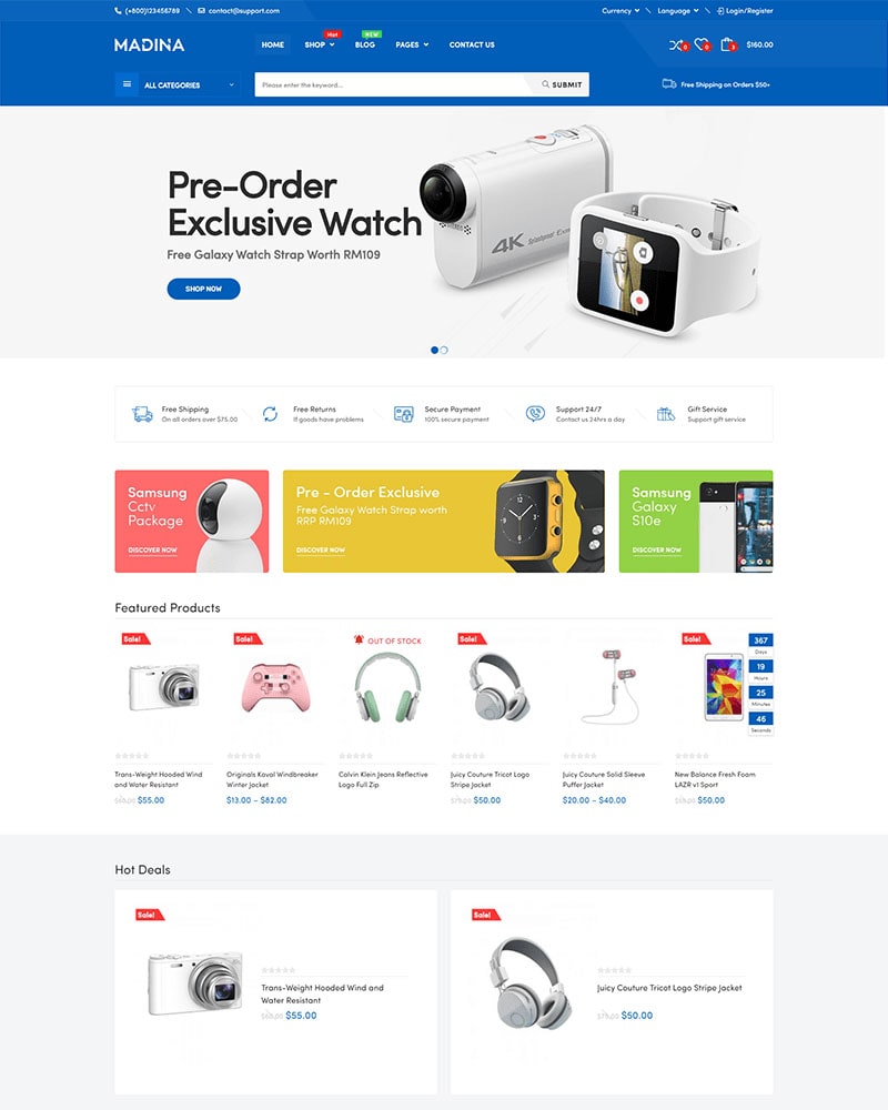 Madina - Website Template for Electronics Stores