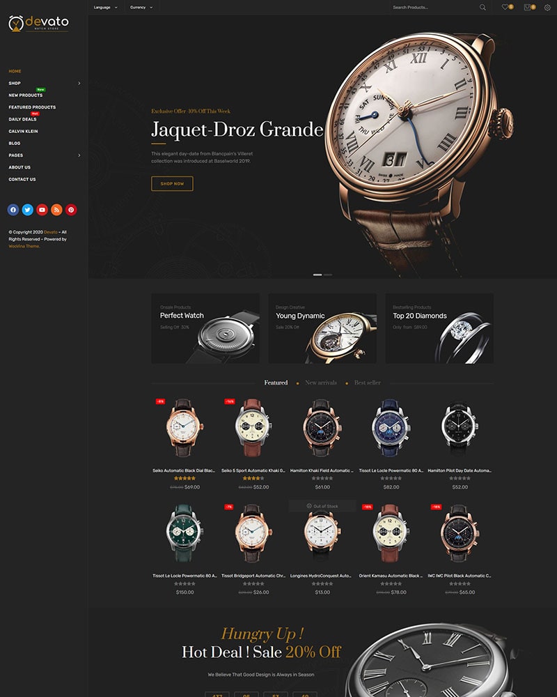 Devato - Website Template for Watch, Watches Store